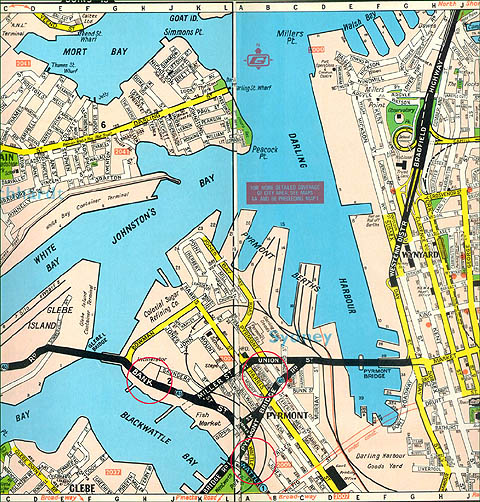 sydney map showing bank street